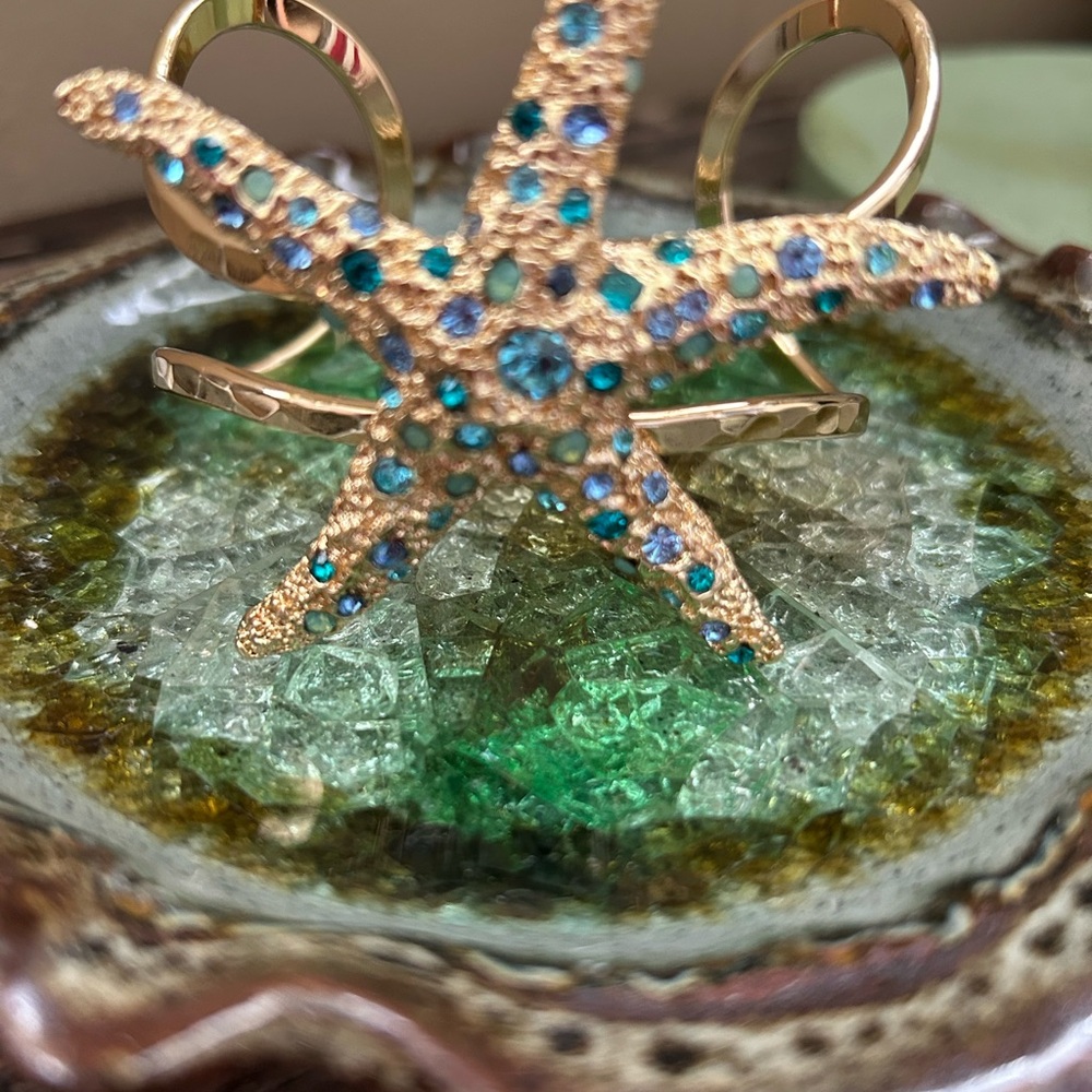 Elegant Gold and Blue Starfish Bracelet